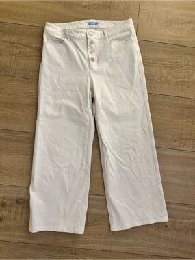J. McLaughlin Cropped White Wide-Leg Jeans Size 8